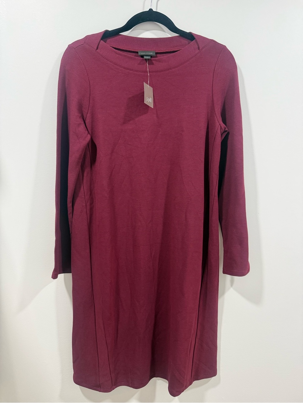 J. Jill Long Sleeve Burgundy Midi Shift Dress